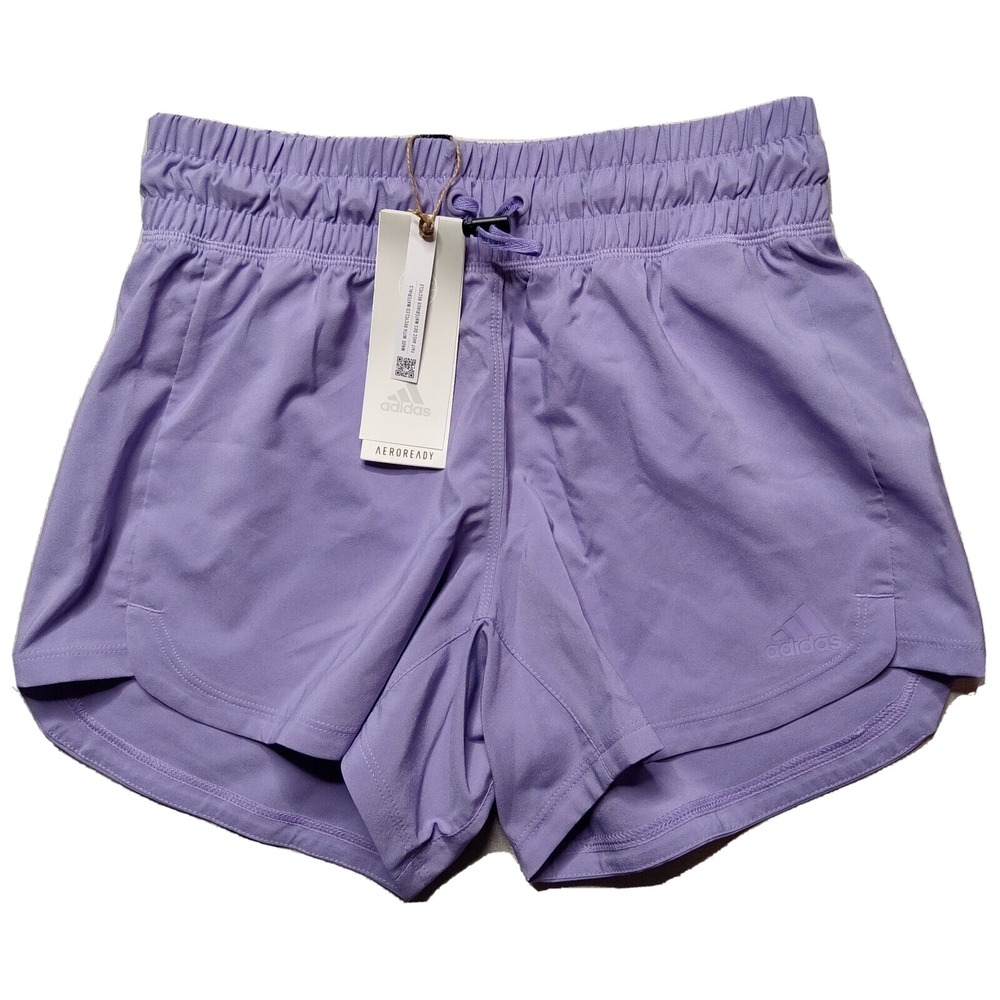 ADIDAS Primegreen Women 2XS Magic Lilac Aeroready Pacer Bungee 4" Shorts NEW